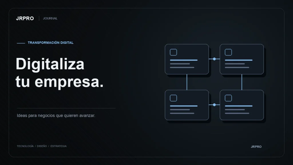 Digitalización empresarial — ilustración editorial de JRPRO