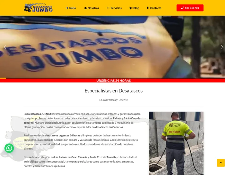 Página de inicio de Desatascos Jumbo
