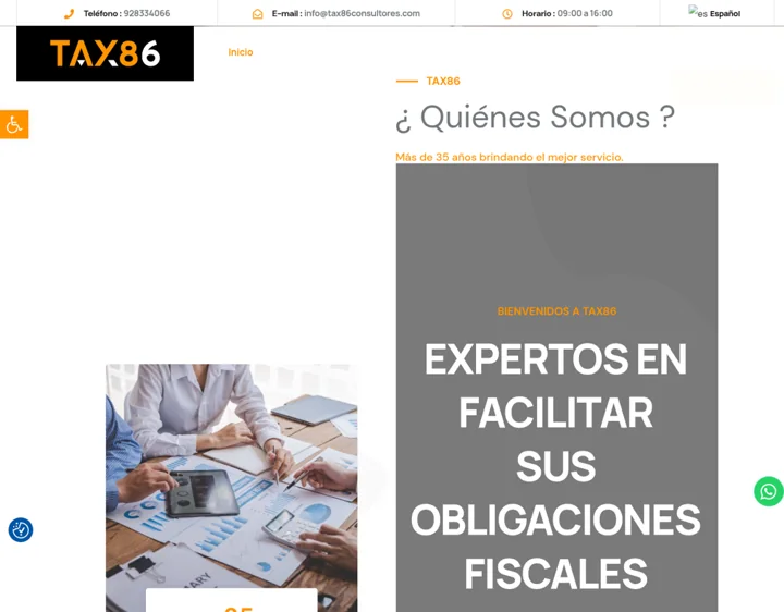 Página de inicio de TAX86 Consultores